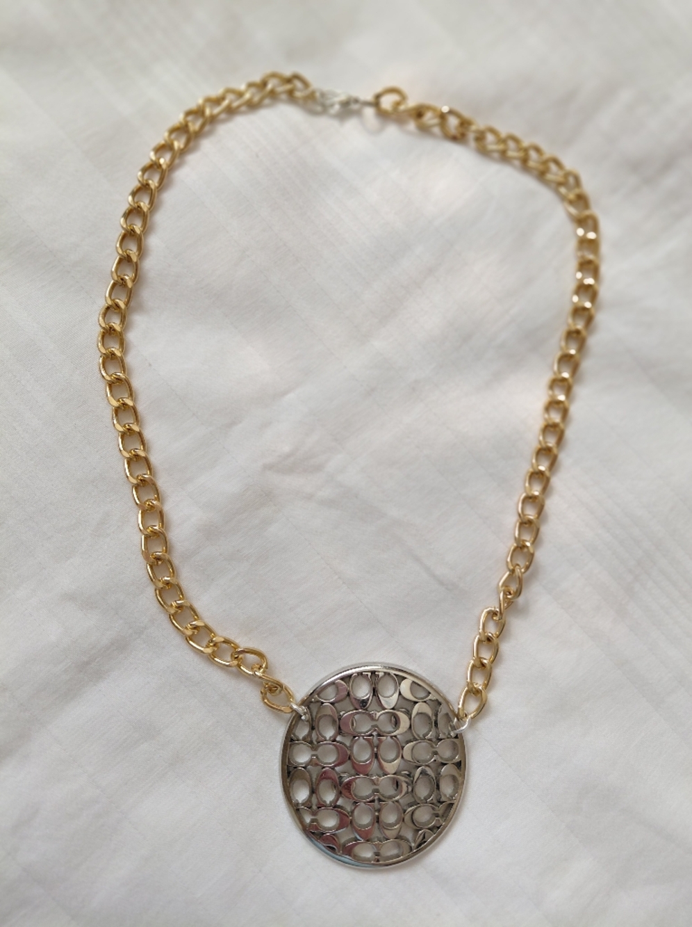 Coach Gold Silver Logo Necklace - Picture 2 of 3